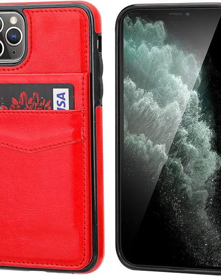 KIHUWEY Compatible with iPhone 11 Pro Max Case Wallet with Credit Card Holder, Premium Leather Magnetic Clasp Kickstand Heavy Duty Protective Cover for 11 Pro Max 6.5 Inch(Red)