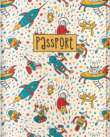 Passport Cover for Kids, Women and Men, Cute Travel Passport Holder (Cat Robot Pattern)