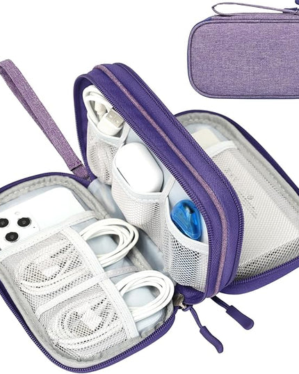 FYY Travel Cable Organizer Pouch Electronic Accessories Carry Case Portable Waterproof Double Layers All-in-One Storage Bag for Cord, Charger, Phone, Earphone Dark Purple