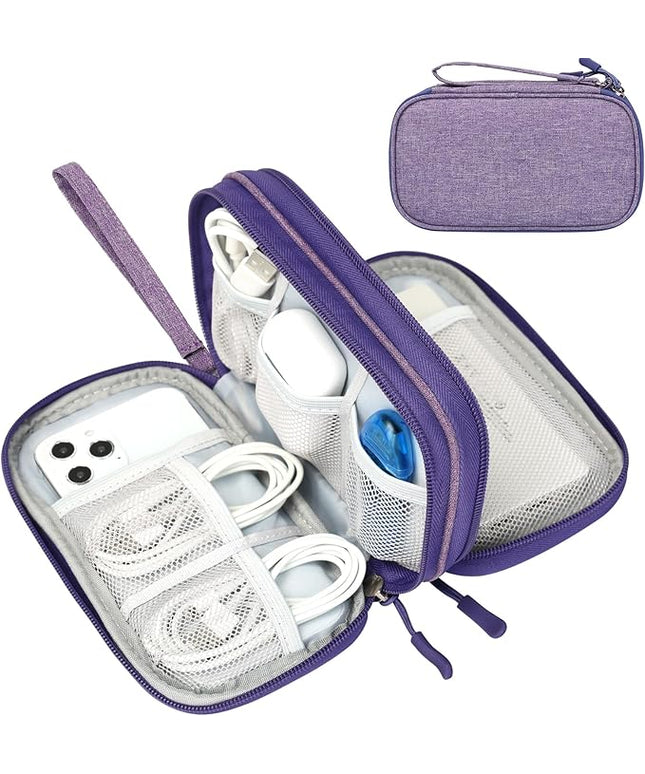 FYY Travel Cable Organizer Pouch Electronic Accessories Carry Case Portable Waterproof Double Layers All-in-One Storage Bag for Cord, Charger, Phone, Earphone Dark Purple