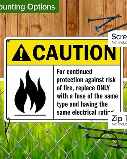 Warning For Continued Protection Against Risk Of Fire Replace Sign, 10x14 Inches, Rust Free .040 Aluminum, Fade Resistant, Made in USA by My Sign Center