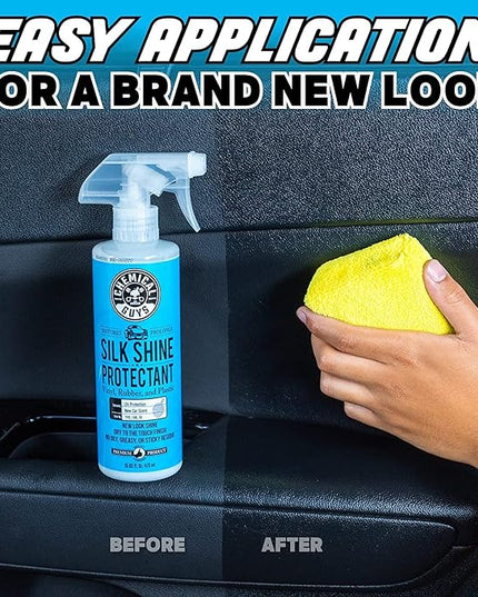 Chemical Guys Silk Shine Tire and Trim Dressing and Protectant – Non-Greasy Vinyl, Plastic & Rubber Spray, Plastic Restorer for Cars – Restores Shine for Cars, Trucks, Motorcycles, RVs, 16 fl oz
