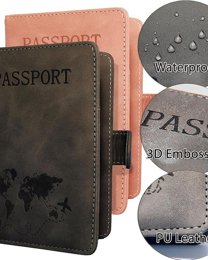 Passport Holder for Travel Essentials, 2 Pack Rfid Passport Cover for Women Men
