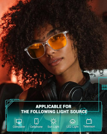 TIJN Blue Light Blocking Glasses for Men Women - Dual AR Coatings Amber Lens for Computer Gaming - Screen Fatigue & UV Protection - 2 Pack