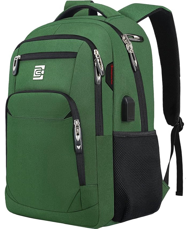Laptop Backpack,Business Travel Anti Theft Slim Durable Laptops Backpack with USB Charging Port,Water Resistant College Computer Bag for Women & Men Fits 15.6 Inch Laptop and Notebook-Green