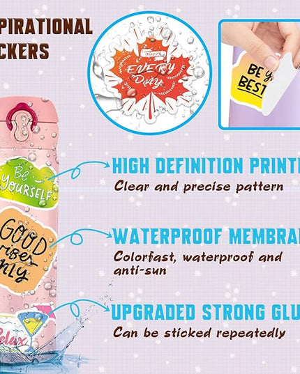 Inspirational Stickers,150Pcs Motivational Stickers for Water Bottles Positive Quote Sticker for Journaling Scrapbook Aesthtic Waterproof Vinyl Laptop Decals for Teens Adults Kids Teachers