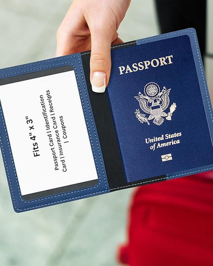 Ciana Passport Holder for Travel – PU Leather Passport Cover and Card Holder for Men & Women – Slim Passport Holder with Card Protector Slot, Travel Must Haves (Light Blue)