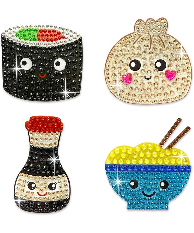 StickerBeans® Rhinestone Stickers - Savory & Sushi 4-Pack, 2” x 2” Each, Unique Sparkly Cut-to-Shape for Collecting, Trading, Decorating Laptops, Phone Cases, Scrapbooks, for Kids, Teens, & Adults