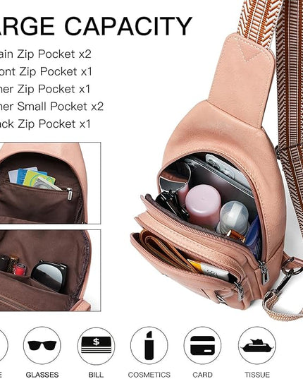 7L Sling Bag for Women Men Leather Small Sling Backpack Daypack Anti Theft Fanny Pack Crossbody Purse Travel