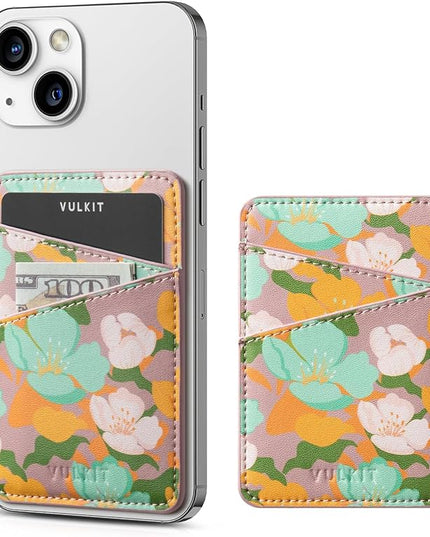 VULKIT Phone Card Holder Wallet Leather Adhesive Pocket RFID Blocking Credit Card Sleeves Stick Back of Phone Smartphones