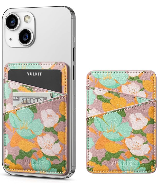 VULKIT Phone Card Holder Wallet Leather Adhesive Pocket RFID Blocking Credit Card Sleeves Stick Back of Phone Smartphones