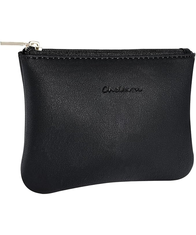 Chelmon Vegan Leather Coin Purse Pouch Change Purse With Zipper For Men Women