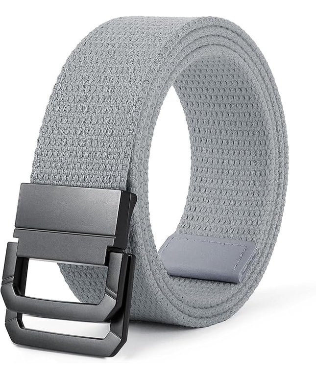 SANSTHS Canvas Belt with Double Ring Buckle, Fabric Web Belt for Women Men Double Ring for Outdoor & Casual Wear