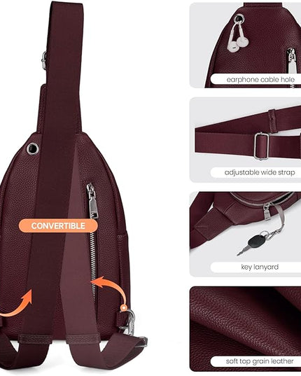 befen Anti Theft Genuine Leather Sling Bag for Women RFID Small Crossbody Bag Chest Bag Leather Fanny Packs for Travel