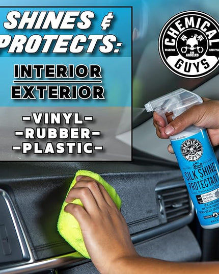 Chemical Guys Silk Shine Tire and Trim Dressing and Protectant – Non-Greasy Vinyl, Plastic & Rubber Spray, Plastic Restorer for Cars – Restores Shine for Cars, Trucks, Motorcycles, RVs, 128 oz
