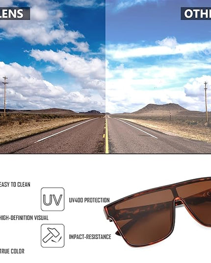 FEISEDY Sunglasses for Women Men, Fashion Mirrored Single Lens, Driving Beach Sunnies UV400 Shades B2996