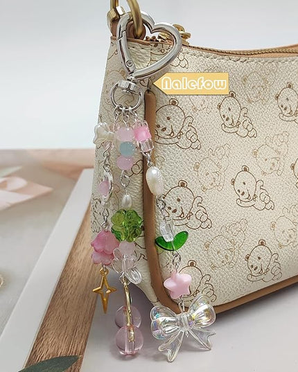 Keychain Bag Accessories Cute Cherry Strawberry Flower Keychains Accessories Decor for Keys Bags Purses Gift