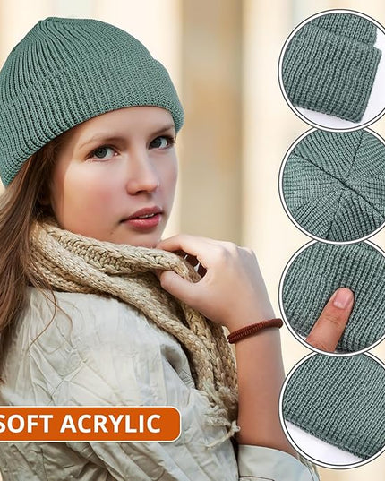 SATINIOR 6 Pieces Trawler Beanie Watch Hat Roll up Edge Skullcap Fisherman Beanie Unisex