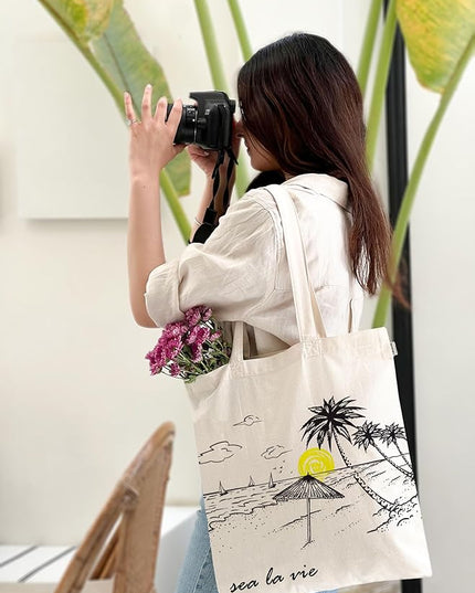 Eco Right Tote Bag for Women, Reusable Grocery Bag, Canvas Tote Bag for Shopping, Cotton Bag for Daily Use, Gifts for Women