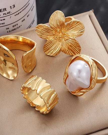 KISS WIFE Goldenen Silvery Black Kunckle Rings Set for Women, Dainty Simple Trendy Cute Stackable Finger Rings Pack, Perfect for Stacking Layering on Thumb and Knuckle, Mixed Size, Jewelry Gift