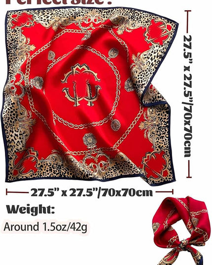 kcctoo 27.5" Mulberry Silk Feeling Head Scarf Women's Fashion Square Neck Satin Scarfs for Bag Hair Scarves Gift