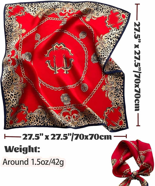 kcctoo 27.5" Mulberry Silk Feeling Head Scarf Women's Fashion Square Neck Satin Scarfs for Bag Hair Scarves Gift