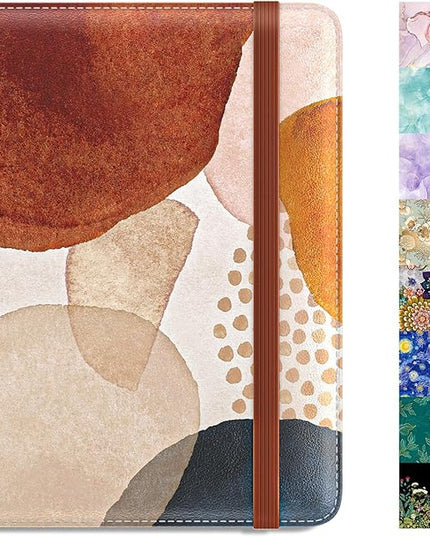 Rimilak Passport Holder, RFID Blocking Passport Cover Wallet Travel Essentials, Leather Travel Air Ticket Documents Organizer Protector for Women and Men, Abstract Art