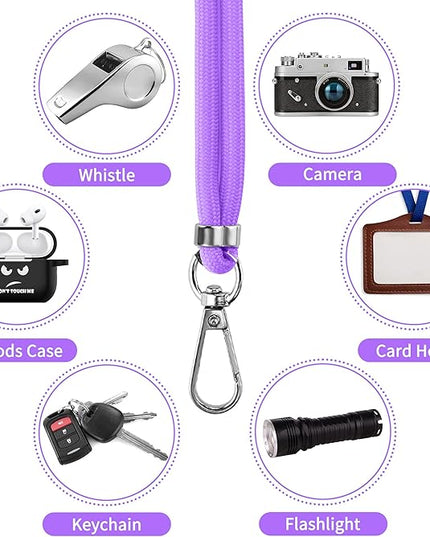 CACOE Phone Lanyard 2 PCS-2 PCS Adjustable Neck Strap,4 PCS Patches,Universal Crossbody Multifuctional Cell Phone Lanyards Compatible with Most Smartphones(Black+Dark Purple)