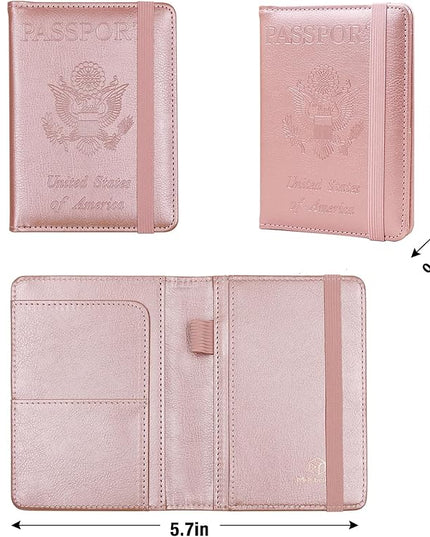 Melsbrinna Premium Leather Passport Holder Covers Case, Waterproof Rfid Blocking Travel Wallet Passport Holder with Pen Holder, Cute Passport Book for Women/Men