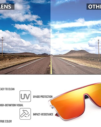 FEISEDY Sunglasses for Women Men, Fashion Mirrored Single Lens, Driving Beach Sunnies UV400 Shades B2996