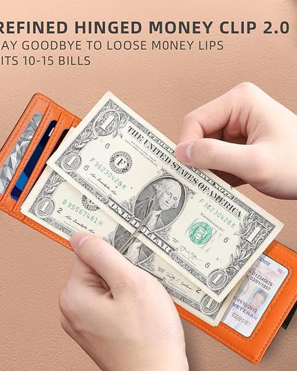 Zitahli Wallet for Men-6 Slots ID Window-Mens Wallets-Slim Wallet Classic Spring Money Clip RFID Blocking-Gift for Men