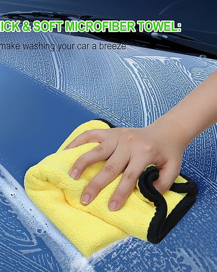 Wontolf 62'' Car Wash Brush with Long Handle Chenille Microfiber Car Wash Mop Mitt Kit Car Detailing Brush Cleaning Kit Window Squeegee Car Duster Drying Towels Tire Brush for Cars RV Truck Boat