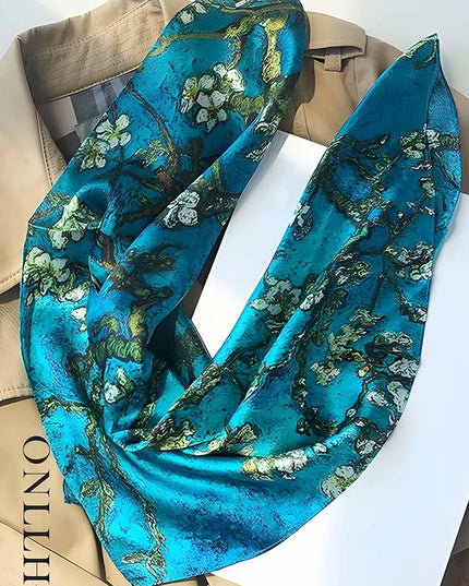 100% Mulberry Silk Scarf for Women Hair Lightweight Square Neckerchief Wrap For Head Scarves 21"