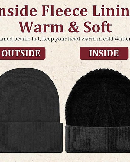 Chicingyou 120 Pcs Bulk Men Knitted Hats with Fleece Lining for Charity Homeless Donations, Unisex Beanies Winter Warm Hats