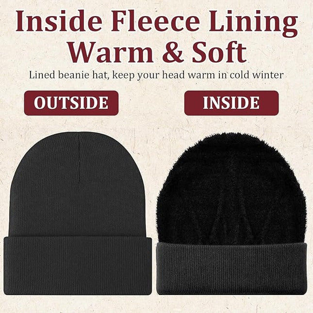 Chicingyou 120 Pcs Bulk Men Knitted Hats with Fleece Lining for Charity Homeless Donations, Unisex Beanies Winter Warm Hats