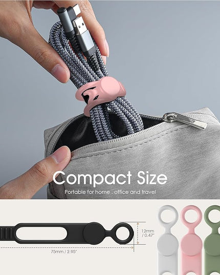 24Pcs Nearockle Silicone Cable Ties 3 Inch Cord Organizer, Reusable Small Zip Ties Cable Organizer for Charging Cords Earphone Computer Wire, Office Desk Cable Management Travel Accessories(4 Colors)