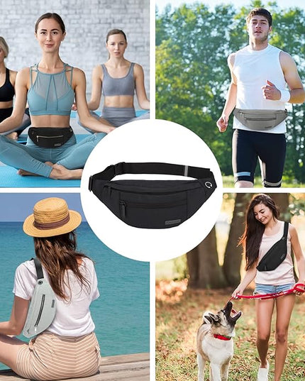 MAXTOP Large Crossbody Fanny Pack with 4-Zipper Pockets,Gifts for Enjoy Sports Festival Workout Traveling Running Casual Hands-Free Wallets Waist Pack Phone Bag Carrying All Phones
