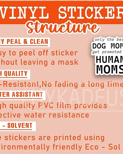 (3Pcs) Funny Dog Mom Sticker, Only The Best Dog Moms Get Promoted to Human Moms, Sarcastic Vinyl Sticker, Mother to be Gift for First Time Mommy, Dog Lovers, New Mom, Laptop, Water Bottle, 3" x 3"