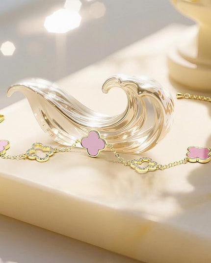 Clover Bracelet for Women 18k Gold Plated Silver Lucky Four Leaf Link Chain Bracelets Charm Trendy Jewelry Gifts for Women