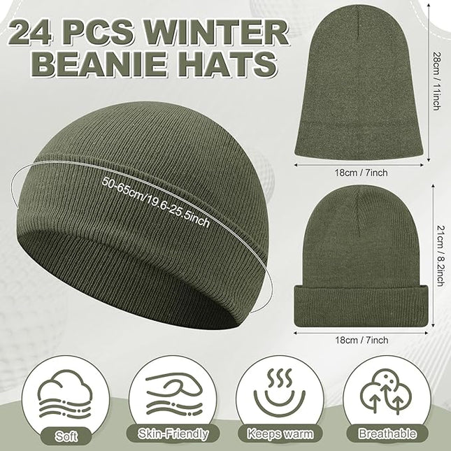 Winter Beanie Hats Bulk for Men Women Beanie Cap for Donation Cozy Knitted Cuffed Skull Cap Gift Soft Ski Hat