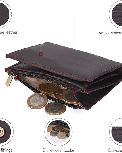 Oak Leathers Wallet For Women Full Grain Leather - Small RFID Coin Purse Credit Card & ID Holder for Ladies,Bifold Wallets for Teenager | Small, RFID, Coin Purse, for Ladies, for Teenager