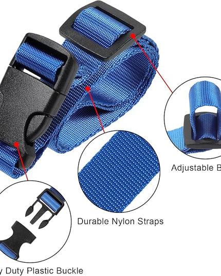 Vigorport Utility Straps Quick Release Nylon Backpack Accessory Bag Strap,Adjustable for Hiking,Travel,Outdoor Sports-4 Pack (Blue, 0.75" W-24 L)