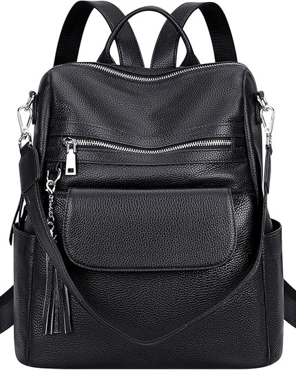 ALTOSY Genuine Leather Backpack Purse for Women Large Convertible Shoulder bag Ladies Crossdody Bag with Tassel