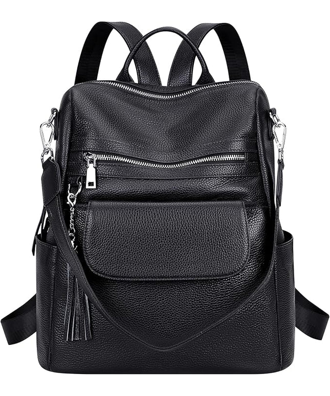 ALTOSY Genuine Leather Backpack Purse for Women Large Convertible Shoulder bag Ladies Crossdody Bag with Tassel