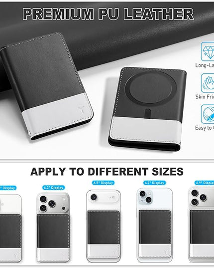 TUCCH for Magsafe Card Holder with Clear ID Window, Fit 6 Cards, RFID Blocking PU Leather Men Women Magnetic Phone Wallet for iPhone 17/16/15/14/13/12/Plus/Air/Pro/Pro Max Series, Black & White