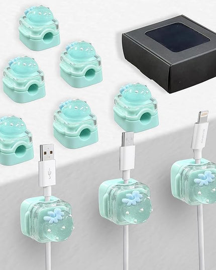 9Pack Magnetic Cable Clips for Nightstand, Adhesive Night-Glowing Cord Holder Organizer for Office Home Desk Wall Car (Blue,Strawberry)