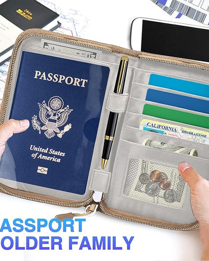 Passport Holder for Travel, Women Rfid Blocking Passport Wallet, Travel Essentials Premium Wallets, Waterproof Passport Holders Bag for Men Traveling, Travel Document Organizer Credit Cards Case