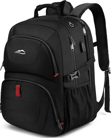 ProEtrade Travel Backpack, Extra Large Laptop Backpack School Business Anti Theft TSA Approved College Work Computer Bag Fits 17 Inch Laptop with USB Charging Port Bookbag for Women Men(Black)