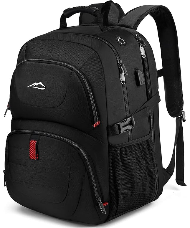 ProEtrade Travel Backpack, Extra Large Laptop Backpack School Business Anti Theft TSA Approved College Work Computer Bag Fits 17 Inch Laptop with USB Charging Port Bookbag for Women Men(Black)