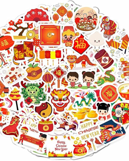 BulbaCraft 100Pcs Lunar New Year Stickers Laptop Decals, Gifts for Women & Men